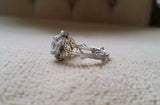 1.5Ct Round Cut Diamond Floral Leaf Design Engagement Ring 14K Dual Gold Finish