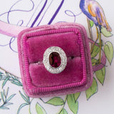 3ct Oval Cut Pink Ruby Engagement Ring Diamond Halo Solitaire 14k WhiteGold Over