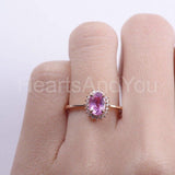 2.3ct Oval Cut Simulated Pink Sapphire Cluster Halo Ring 14k Rose Gold Plated