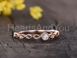 0.15ct Round Cut Moissanite Milgrain Design Engagement Ring 14k Rose Gold Plated
