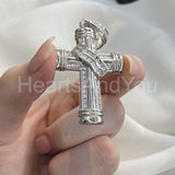 2ct Round Cut Moissanite Holy Cross Knot Pendant 14k White Gold Plated NO CHAIN