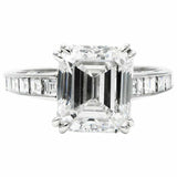 4Ct Emerald Diamond Engagement Ring 14K White Gold Over Asscher Cut Band Stones