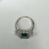 2.5ct Green Emerald Diamond Trilogy Propose Engagement Ring 14k White Gold Over