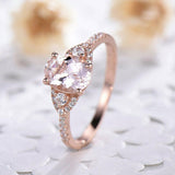 2.3ct Oval Cut Peach Morganite Engagement Ring Diamond Accent 14k Rose Gold Over