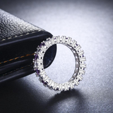 4Ct Oval Cut Purple Amethyst Diamond Eternity Wedding Band 18K White Gold Finish