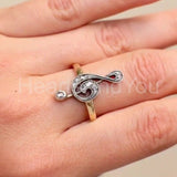 0.3ct Round Cut Moissanite Musical Note Engagement Ring 14k Yellow Gold Plated