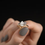 0.25ct Pear Simulated Diamond Solitaire Engagement Ring 14k Yellow Gold Plated