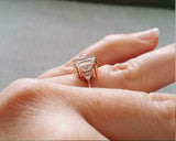 2ct Emerald Cut Diamond Engagement Ring Petite Round Accent 14k WhiteGold Finish