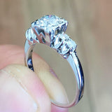 Accents Solitaire Engagement Ring 2ct Round Cut Diamond 14k White Gold Finish