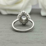 2ct Engagement Ring Round Cut Diamond Ballerina Sunburst 14k White Gold Finish