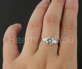 2.2ct Round Cut Moissanite Three Stone Engagement Ring 14k White Gold Plated