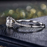 1.5ct Round Cut Diamond Engagement Ring Solitaire with Accent 14k WhiteGold Over