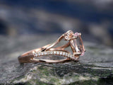 1.7ct Oval Cut Peach Morganite Swirl Style Engagement Ring 14K Rose Gold Finish