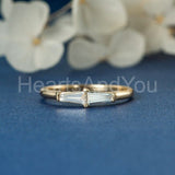 0.5ct Tapered Baguette Simulated Diamond Minimalist Ring 14k Yellow Gold Plated