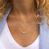 0.6ct Round Cut Moissanite Evil Eye Pendant 14k Yellow Gold Plated NO CHAIN