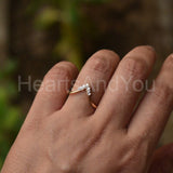 0.25ct Round Cut Moissanite Curved Chevron Crown Ring 14K Yellow Gold Plated