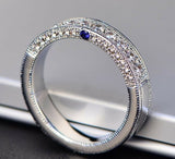 2ct Round Cut Diamond Wedding Ring Band 14k White Gold Finish Milgrain Eternity