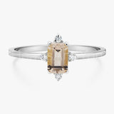 1ct Emerald Cut Simulated Peach Morganite Solitaire Ring 14k Yellow Gold Plated