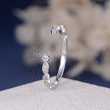 0.3ct Round Cut Moissanite Open Cuff Women Wedding Band 14k White Gold Plated