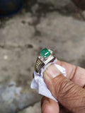 1ct Engagement Ring Princess Cut Green Emerald Step Shank 14k White Gold Finish