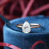 0.3ct Pear Cut Simulated Diamond Solitaire Engagement Ring 14k Rose Gold Plated