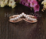 0.5ct Round Cut Moissanite Chevron Bezel Set Wedding Band 14k Rose Gold Plated