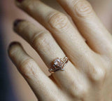 1.5ct Pear Cut Peach Morganite Crown Tiara Bridal Set Ring 14k Rose Gold Finish