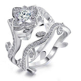 4.5ct Round Cut Diamond Engagement Ring 14k White Gold Finish Floral Bridal Set