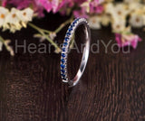 0.3ct Round Cut Simulated Sapphire Minimalist Wedding Band 14k White Gold Plated