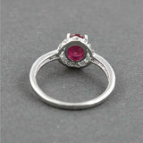 1ct Engagement Ring Oval Cut Ruby Open Rope Halo Solitaire 14k White Gold Finish