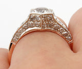 5Ct Round Cut Diamond Vintage Iced Solitaire Engagement Ring 14K Rose Gold Over