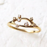 0.4ct Round Cut Moissanite Constellation Engagement Ring 14k Yellow Gold Plated