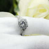 2.6ct Round Diamond Engagement Ring Milgrain Halo Split Band 14k White Gold Over