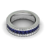 2ct Princess Cut Blue Sapphire Eternity Wedding Band Ring 14k White Gold Finish