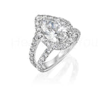 2.2ct Pear Simulated Diamond Split Shank Engagement Ring 14k White Gold Plated