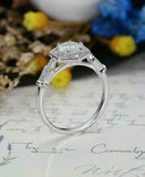 2.5ct Round Diamond Engagement Ring 14k White Gold Over Milgrain Hexagon Shape
