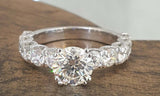 2.4ct Engagement Ring Round Cut Diamond Accents Solitaire 14k White Gold Finish