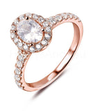 2.2ct Oval Cut Simulated Diamond Halo Engagement Ring 14k Rose Gold Plated