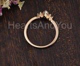0.5ct Round Simulated Diamond Chevron Curved Pearl Wed Band 14k Rose Gold Plated