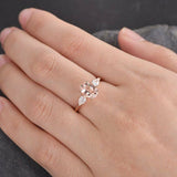 1ct Oval Cut Pink Morganite Pear Accent Engagement Ring 14k Rose Gold Finish New