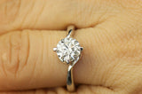 1Ct Round Cut VVS1 Diamond Four Prong Twist Solitaire Ring 14K White Gold Finish