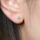 0.5ct Round Cut VVS1D Diamond Clover Floral Stud Earrings 14k White Gold Finish