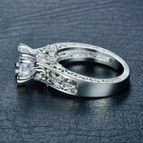 1.7ct Round Cut Diamond Engagement Ring 14k White Gold Finish Filigree Vintage