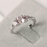 2ct Round Cut Morganite Engagement Ring Trilogy Round Accent 14k White Gold Over