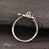 2ct Engagement Ring Oval Cut Peach Morganite Moth Butterfly 14k Rose Gold Finish