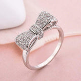 0.5ct Round Cut VVS1 D Diamond Bow Knot Engagement Ring 14k White Gold Finish