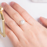 0.4ct Round Cut Simulated Diamond Pearl Halo Minimalist Ring 14k RoseGold Plated