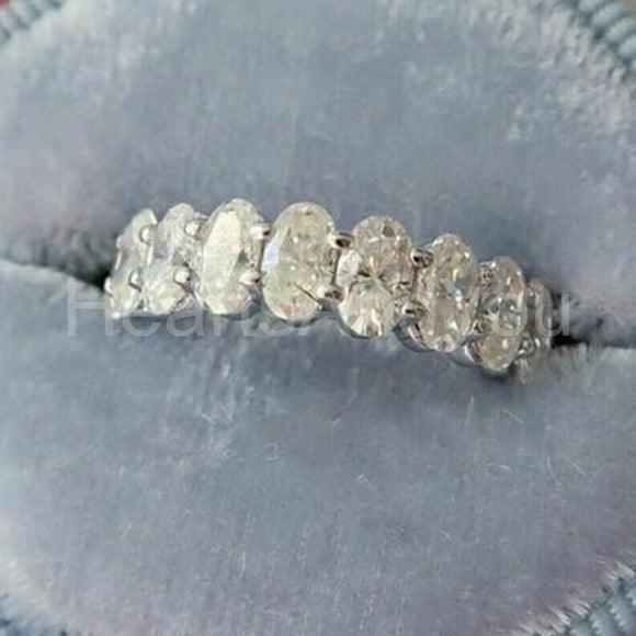 2ct Oval Cut Simulated Diamond Full Eternity Wedding Band 14k White Gold Plated