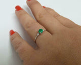 0.5ct Engagement Ring Round Cut Emerald Minimalist Trilogy 14k White Gold Finish