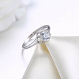 0.5ct Round Cut Diamond Petite Solitaire Engagement Ring 18k White Gold Over